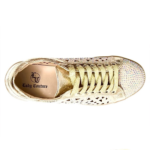 Lady Couture Paris Women’s Gold Rhinestone Sparkle Sneakers Size 10.5 NWOT - Picture 4 of 9